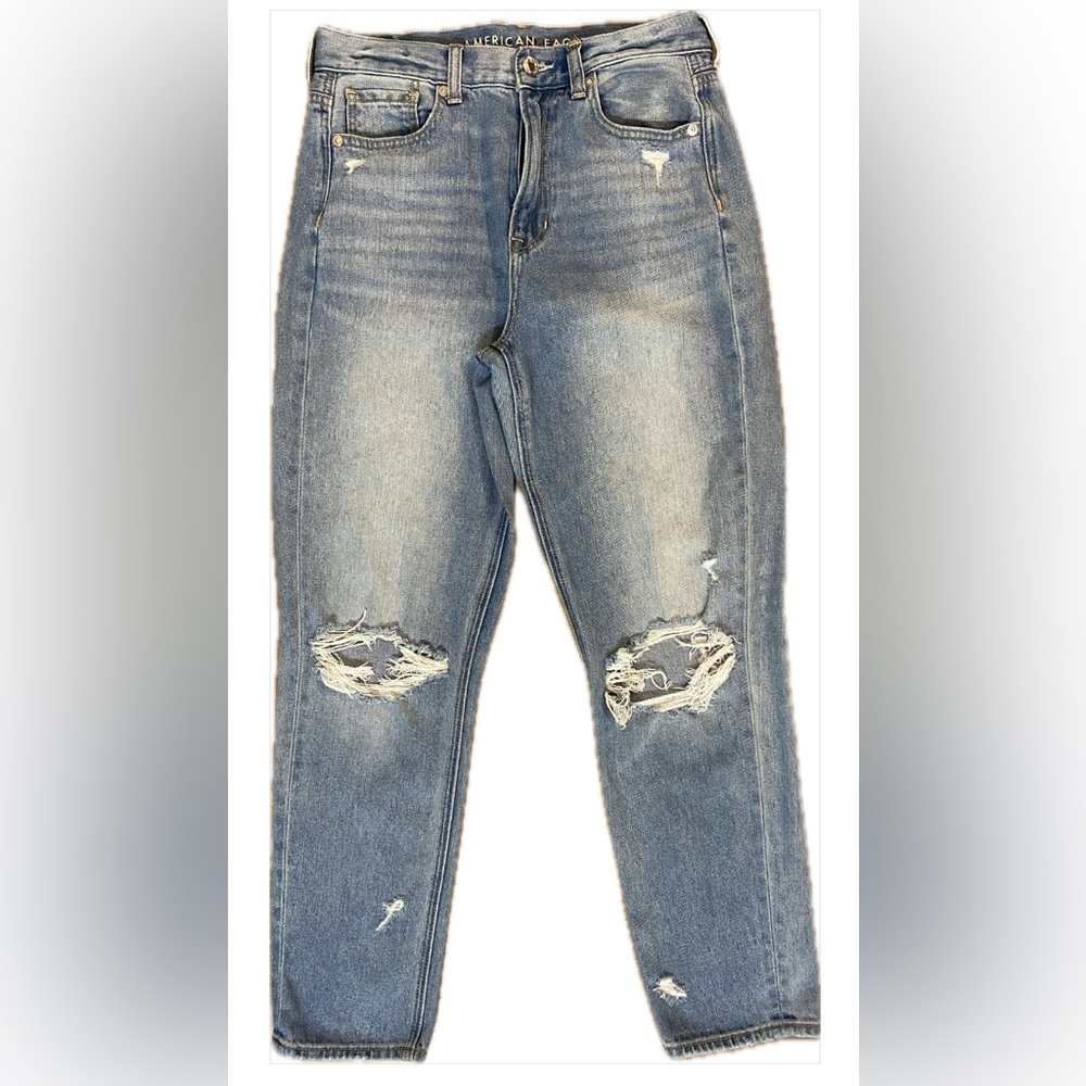 American Eagle Outfitters Distressed Light Blue Straight Jeans